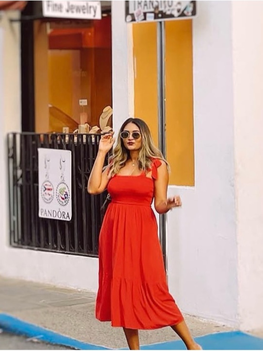 a new day Red Tie-Shoulder Midi Dress